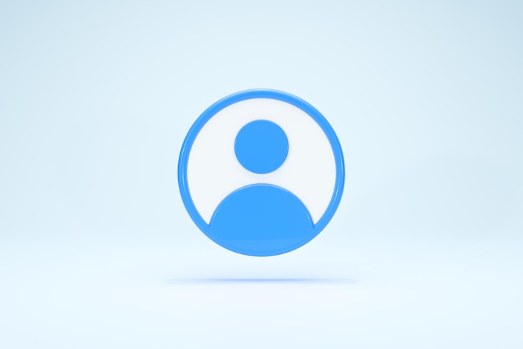 Photo 3d rendering profile user icon symbols background blue color front view