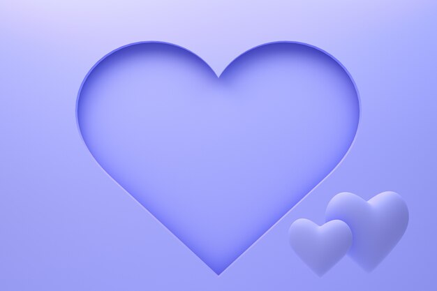 3d rendering purple background with hearts