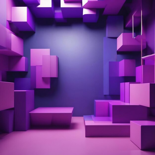 3d rendering of purple and blue abstract geometric background advertising product display