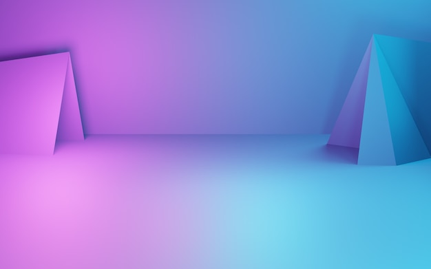 3d rendering of purple and blue abstract geometric background Cyberpunk concept advertising