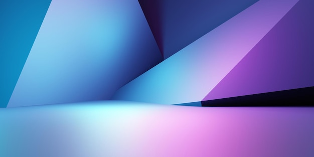 3d rendering of purple and blue abstract geometric background Cyberpunk concept advertising