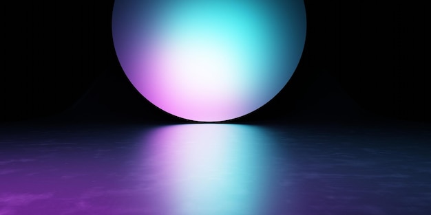보라색과 파란색 추상적 인 기하학적 배경의 3d 렌더링 사이버 펑크 개념 공상 과학 그림