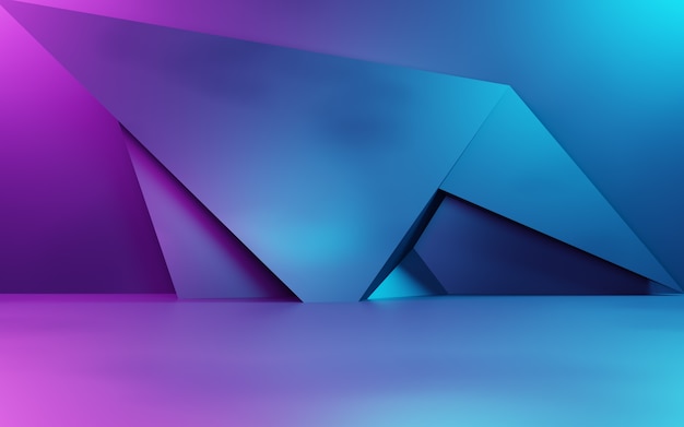 3d rendering of purple and blue abstract geometric background Cyberpunk concept use for advertising