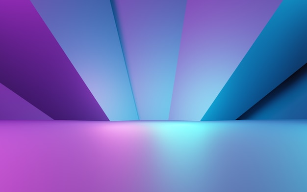 3d rendering of purple and blue abstract geometric background. Cyberpunk concept.