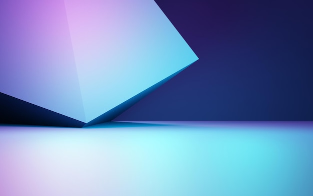Rendering 3d di sfondo geometrico astratto viola e blu scena per la pubblicità display del prodotto