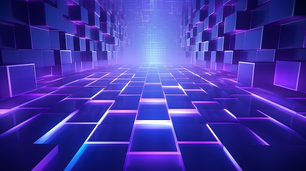 3D-рендеринг фиолетового и синего абстрактного геометрического фона Сцена для рекламных технологий