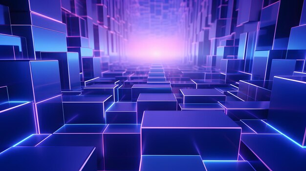 3d rendering of purple and blue abstract geometric background Scene for advertising technology s