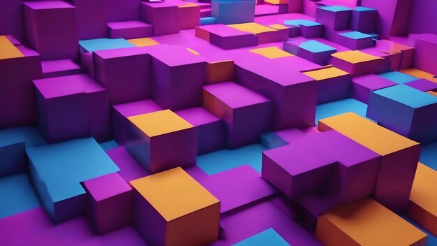 3d rendering of purple and blue abstract geometric background scene for advertising technology