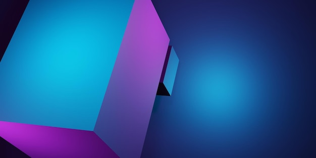 Rendering 3d di sfondo geometrico astratto viola e blu scena per la pubblicità