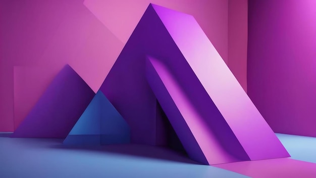 3d rendering of purple and blue abstract geometric background scene for advertising