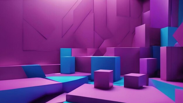 3d rendering of purple and blue abstract geometric background scene for advertisingproduct display