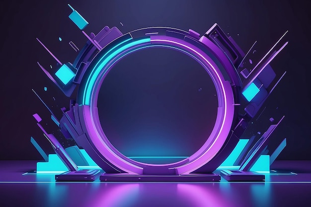 3d rendering of purple and blue abstract geometric background
