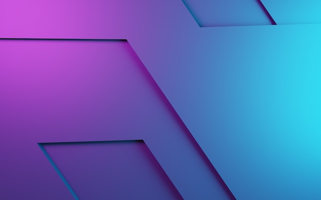 Photo 3d rendering of purple and blue abstract geometric background