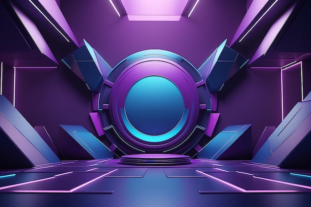 3d rendering of purple and blue abstract geometric background