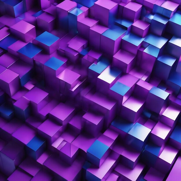 3d rendering of purple and blue abstract geometric background