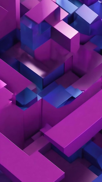 3d rendering of purple and blue abstract geometric background