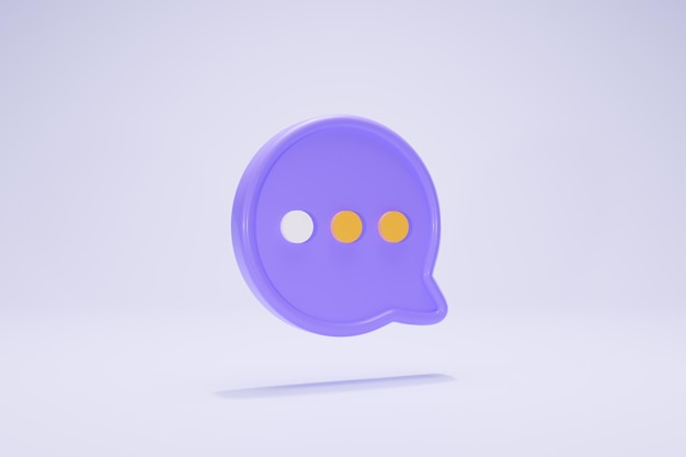 3D Rendering. Purple color icon. Concept abstract social media textbox Side View