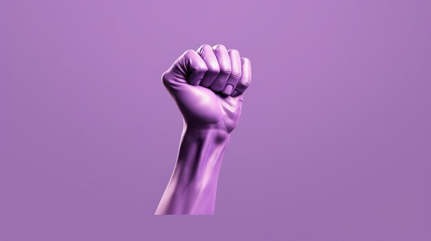 3d rendering of a purple hand fist isolated on purple background