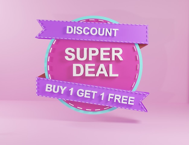 3d rendering purple sticker sale with abstract shape style super sale and price badge discount