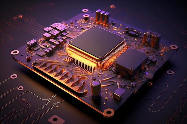 3D rendering quantum processor quantum computerAI technologie gegenereerd beeld