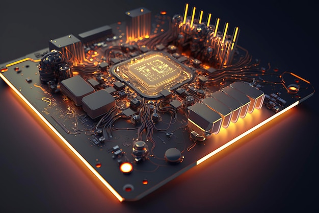 3D rendering quantum processor quantum computerAI technologie gegenereerd beeld