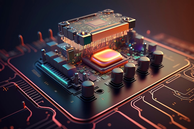 3D rendering quantum processor quantum computerAI technology generated image