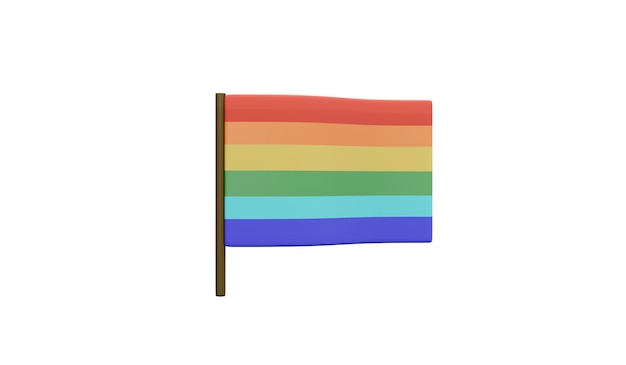 3D Rendering of rainbow flag concept of support and accept LGBT people isolate on white background 3D Render illustration cartoon style