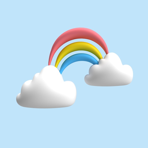 Photo 3d rendering of rainbow icon