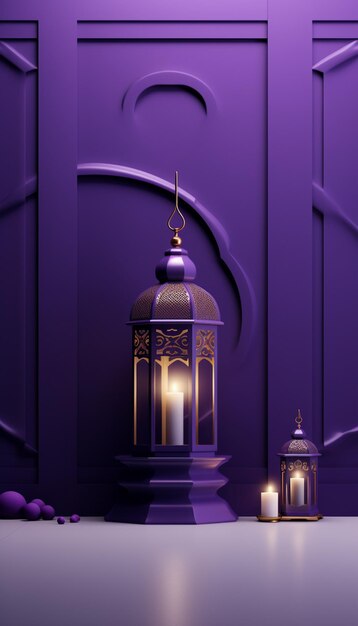 3d rendering of ramadan kareem background with arabic lantern