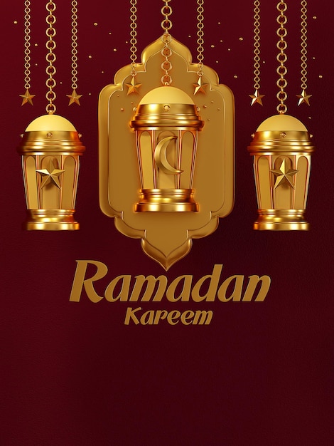 3D rendering Ramadan Kareem Lanterns religion Islamic happy eid mubarak