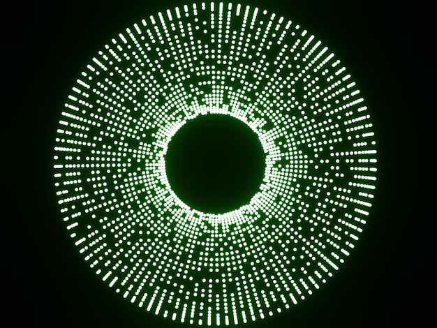 3D rendering of random glowing circular dots