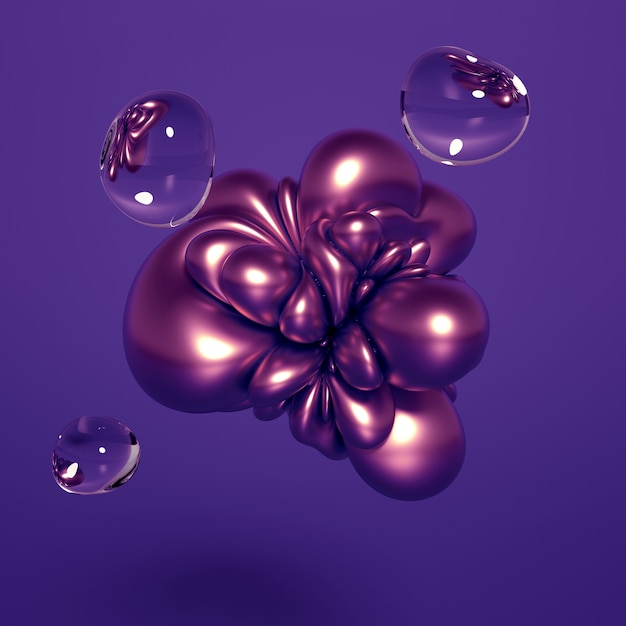 3d rendering of a realistic composition. Flying spheres, tori, tubes, cones and crystals in motion.Beautiful abstraction background minimalism. 3d illustration, 3d rendering.