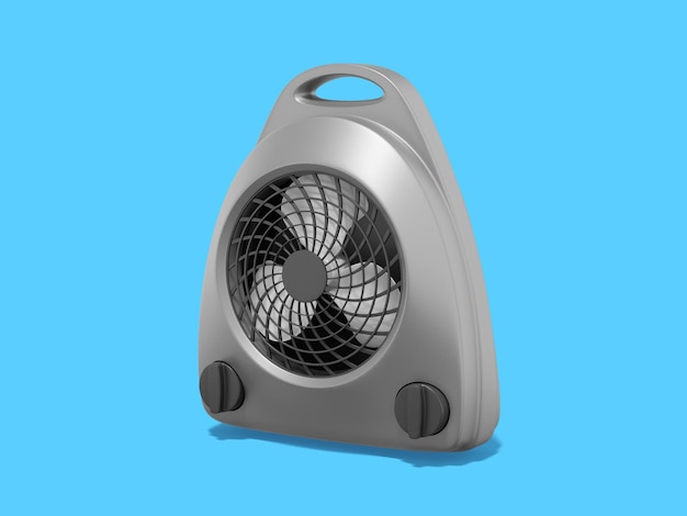 3d rendering Realistic gray fan heater on blue background