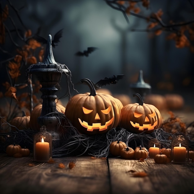 3d Rendering Realistic Halloween background concept Ai