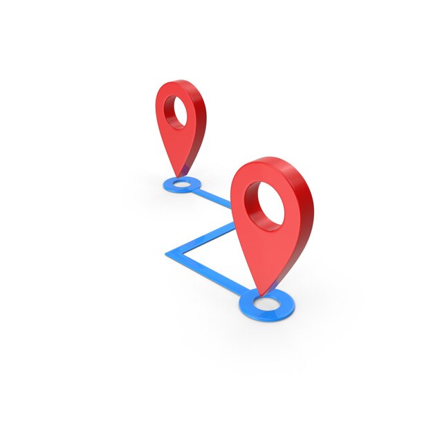 Photo 3d rendering realistic location map pin gps pointer red markers gps location symbol maps navigation