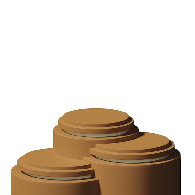 3d rendering realistic minimal cylinder shape geometric brown autumn podium for product showcase