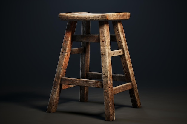 3d rendering realistic old stool