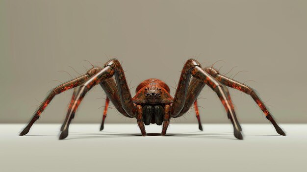 A 3D rendering of a realistic spider The spider is brown and hairy with eight legs and two large eyes