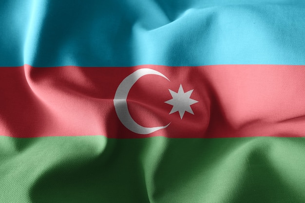 3d rendering realistic waving silk flag of Azerbaijan