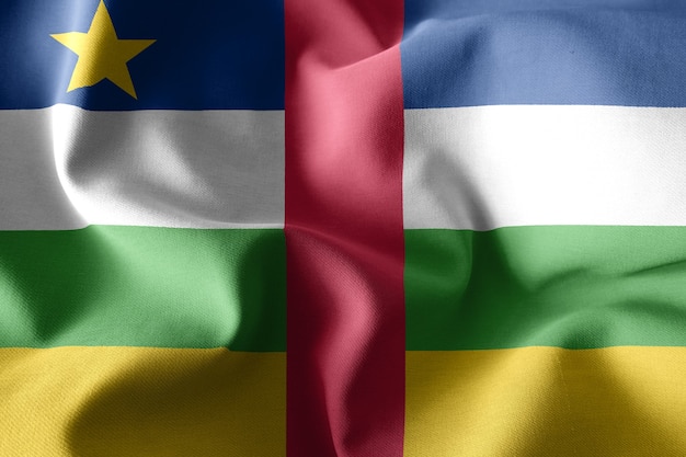 Photo 3d rendering realistic waving silk flag of central african republic