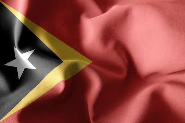 3d rendering realistic waving silk flag of East Timor