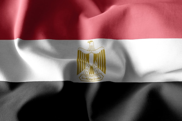 3d rendering realistic waving silk flag of Egypt