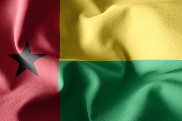 3d rendering realistic waving silk flag of Guinea-Bissau