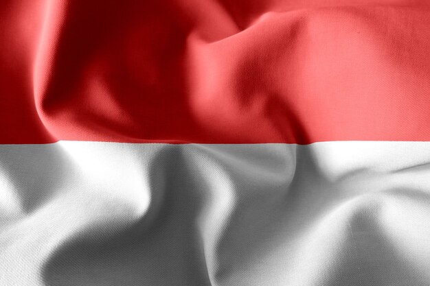 3d rendering realistic waving silk flag of Indonesia