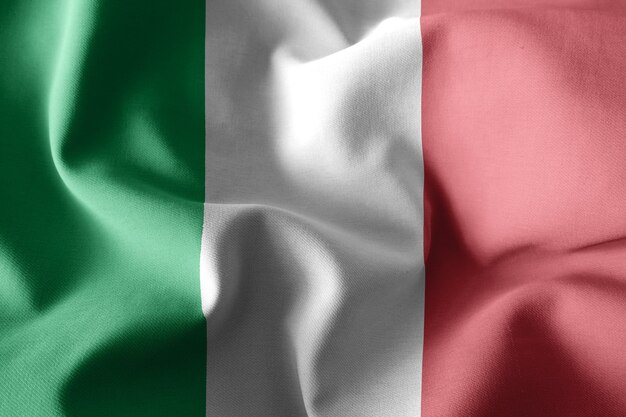 3d rendering realistic waving silk flag of italy