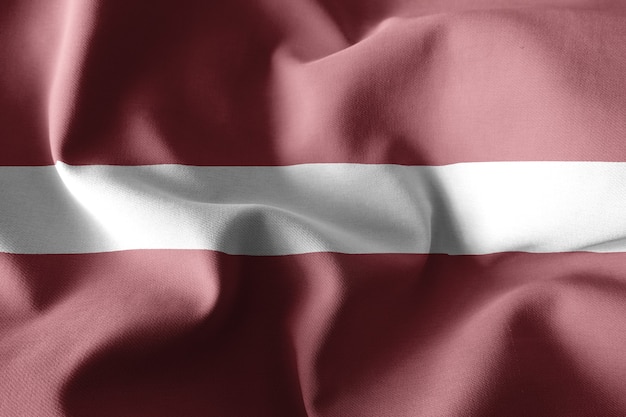 3d rendering realistic waving silk flag of Latvia