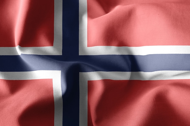 3d rendering realistic waving silk flag of Norway