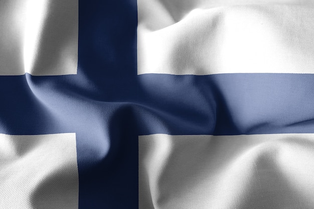 Фото 3d рендеринг реалистичный развевающийся шелковый флаг финляндии
