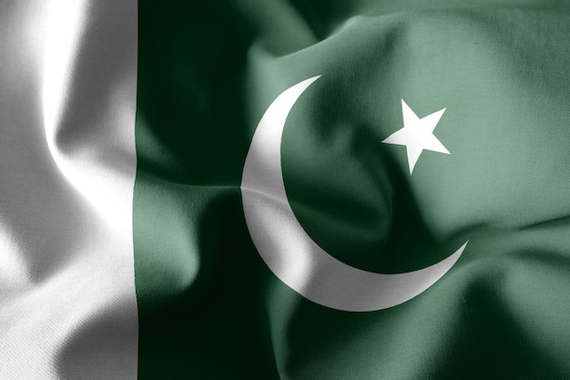 3d rendering realistic waving silk flag of Pakistan