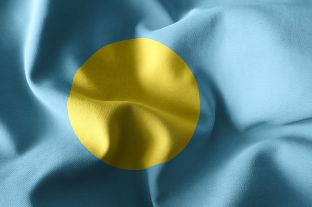 3d rendering realistic waving silk flag of Palau